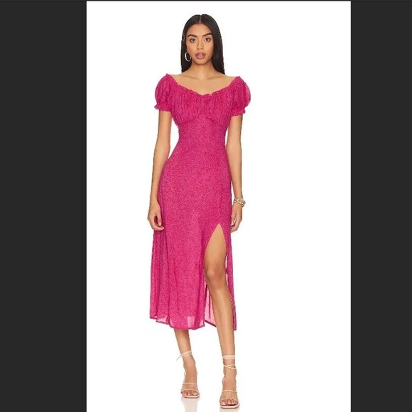 NWT Natalie Martin Charlotte Midi Maxi Flowy Linen Blend Dress Pink Floral XXS - Picture 10 of 10